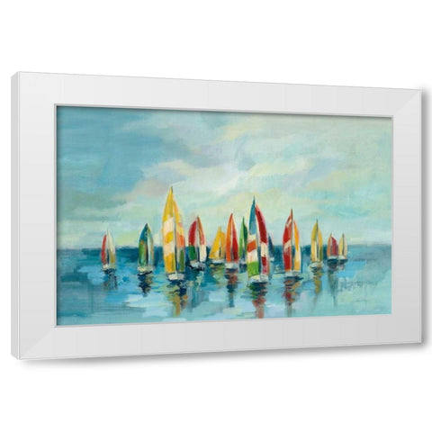 Regatta White Modern Wood Framed Art Print by Vassileva, Silvia