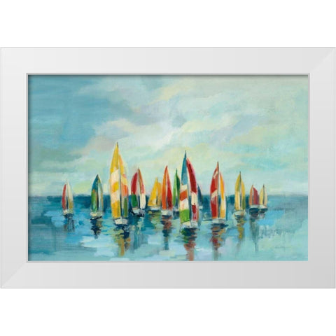 Regatta White Modern Wood Framed Art Print by Vassileva, Silvia