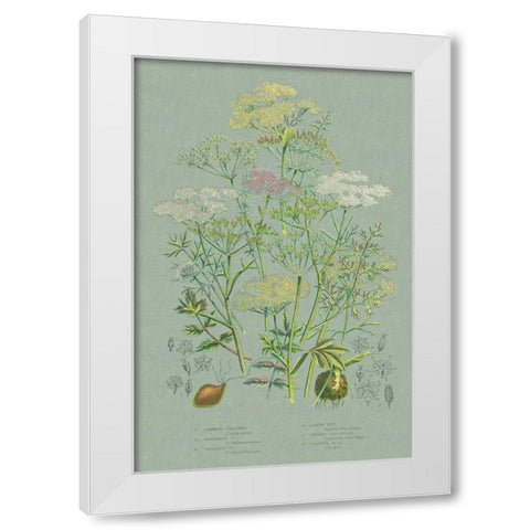 Flowering Plants II Green Linen White Modern Wood Framed Art Print by Wild Apple Portfolio