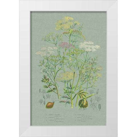 Flowering Plants II Green Linen White Modern Wood Framed Art Print by Wild Apple Portfolio