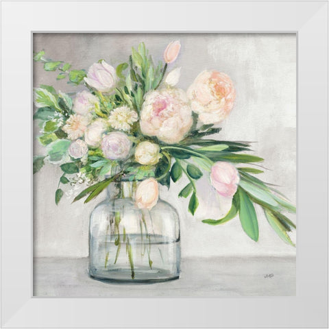 Blushing Spring Bouquet Gray Sq White Modern Wood Framed Art Print by Purinton, Julia