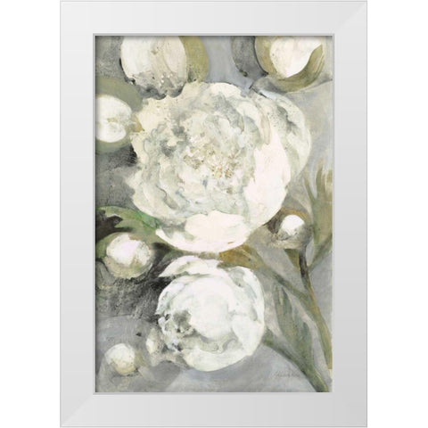 Favorite White Peonies White Modern Wood Framed Art Print by Hristova, Albena
