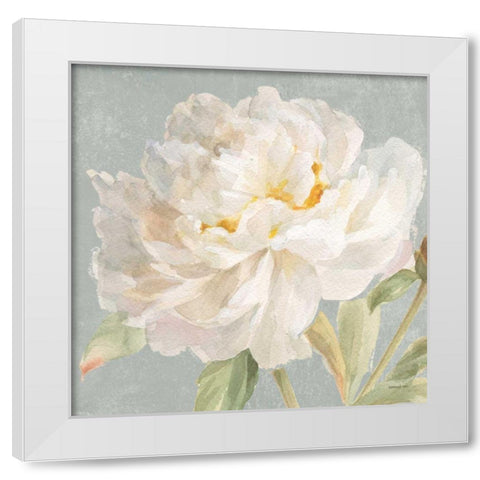 Garden Peony Neutral Crop White Modern Wood Framed Art Print by Nai, Danhui