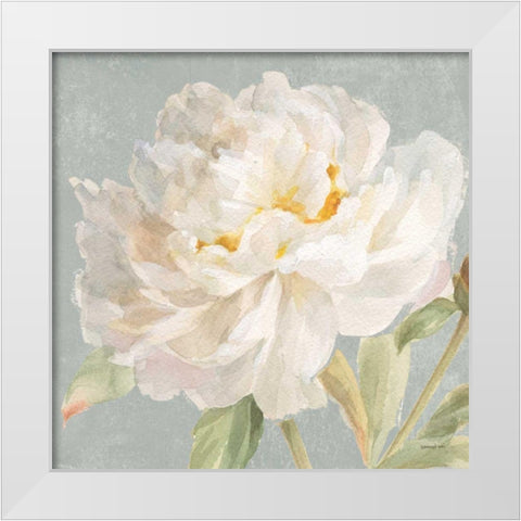 Garden Peony Neutral Crop White Modern Wood Framed Art Print by Nai, Danhui