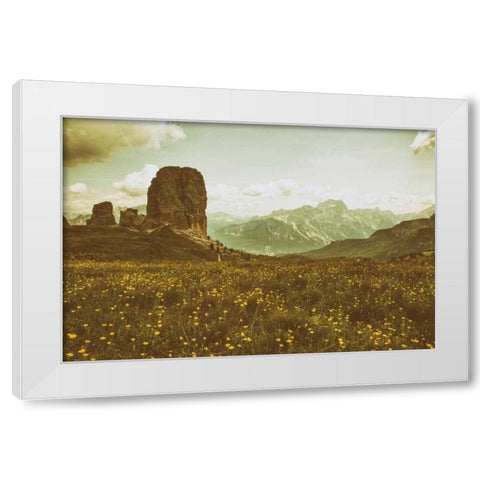 Floral Fields White Modern Wood Framed Art Print by Aledanda