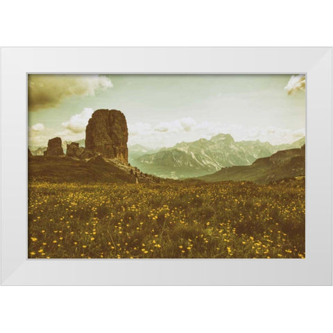 Floral Fields White Modern Wood Framed Art Print by Aledanda