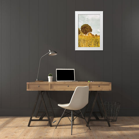 Grass and Sky White Modern Wood Framed Art Print by Aledanda