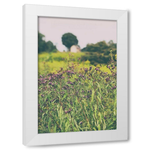 Roadside Flowers White Modern Wood Framed Art Print by Aledanda