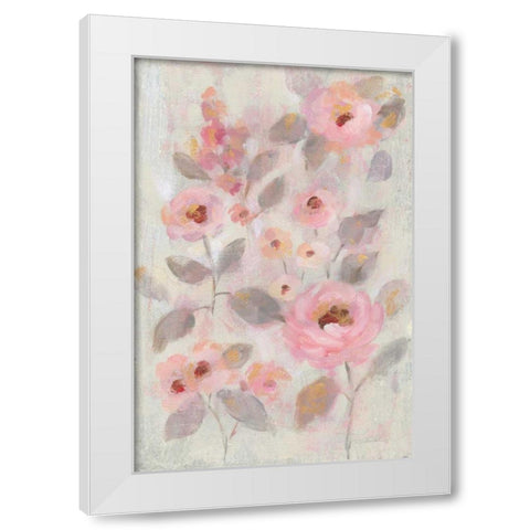 Expressive Pink Flowers II White Modern Wood Framed Art Print by Vassileva, Silvia
