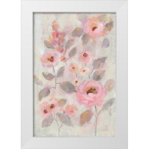 Expressive Pink Flowers II White Modern Wood Framed Art Print by Vassileva, Silvia