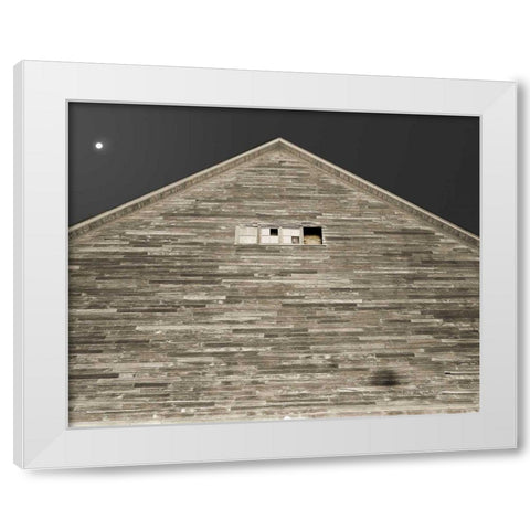Moon Over Hay Barn White Modern Wood Framed Art Print by Goldstein, Ed
