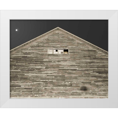 Moon Over Hay Barn White Modern Wood Framed Art Print by Goldstein, Ed