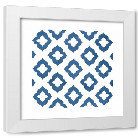 Simply Elegant I Blue on White White Modern Wood Framed Art Print by Green, Nancy