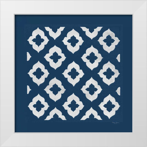 Simply Elegant I White on Blue White Modern Wood Framed Art Print by Green, Nancy