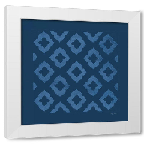 Simply Elegant I Light Blue on Dark Blue White Modern Wood Framed Art Print by Green, Nancy