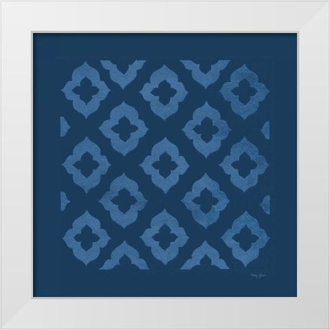 Simply Elegant I Light Blue on Dark Blue White Modern Wood Framed Art Print by Green, Nancy