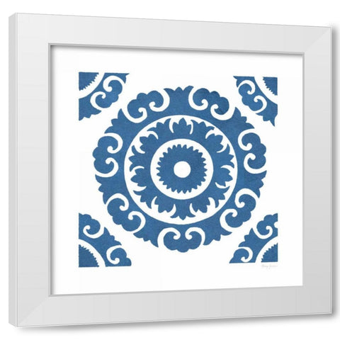 Simply Elegant VIII Blue on White White Modern Wood Framed Art Print by Green, Nancy