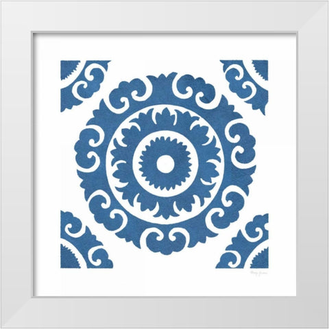 Simply Elegant VIII Blue on White White Modern Wood Framed Art Print by Green, Nancy
