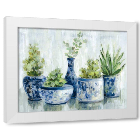 Chinoiserie Plants Bright White Modern Wood Framed Art Print by Vassileva, Silvia
