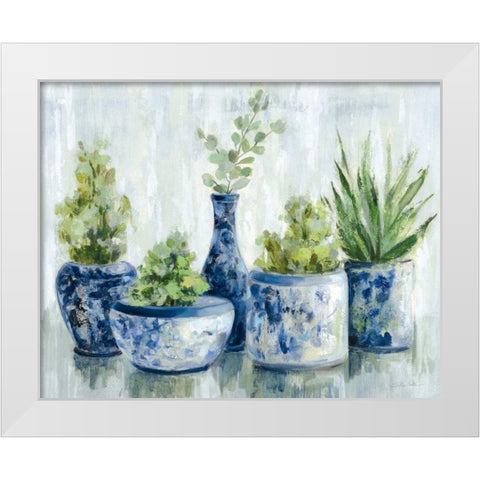 Chinoiserie Plants Bright White Modern Wood Framed Art Print by Vassileva, Silvia