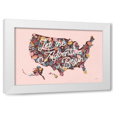Love Letters Map White Modern Wood Framed Art Print by Marshall, Laura