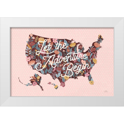 Love Letters Map White Modern Wood Framed Art Print by Marshall, Laura