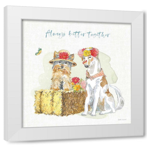 Furry Pals III White Modern Wood Framed Art Print by Grove, Beth