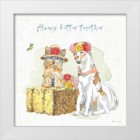 Furry Pals III White Modern Wood Framed Art Print by Grove, Beth