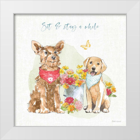 Furry Pals V White Modern Wood Framed Art Print by Grove, Beth