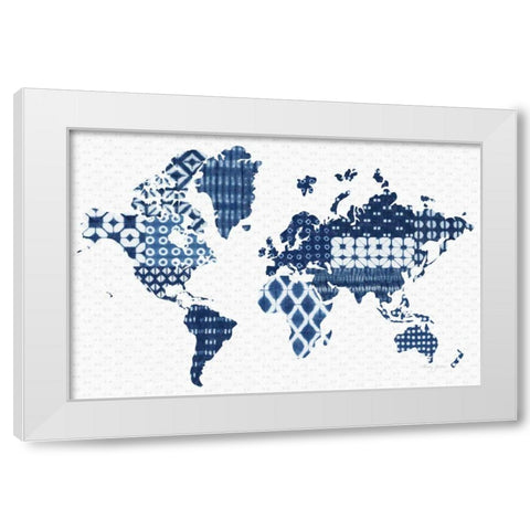 Shibori Map White Modern Wood Framed Art Print by Green, Nancy