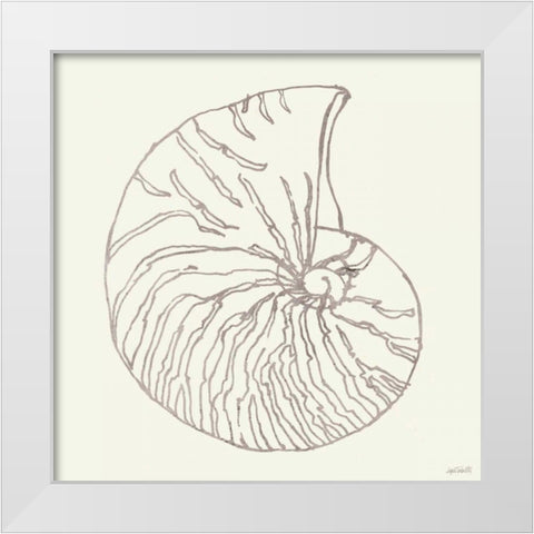 Coastal Breeze Shell Sketches VII Silver White Modern Wood Framed Art Print by Tavoletti, Anne