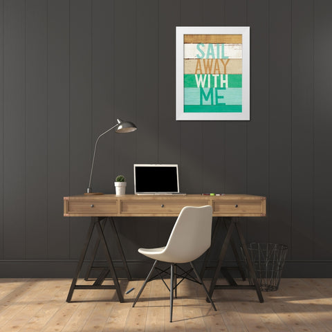Beachscape Inspiration VII Green White Modern Wood Framed Art Print by Mullan, Michael
