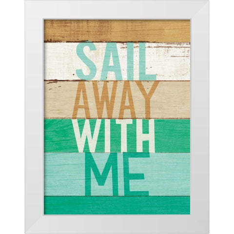 Beachscape Inspiration VII Green White Modern Wood Framed Art Print by Mullan, Michael