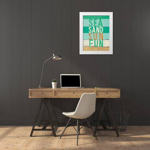 Beachscape Inspiration VIII Green White Modern Wood Framed Art Print by Mullan, Michael