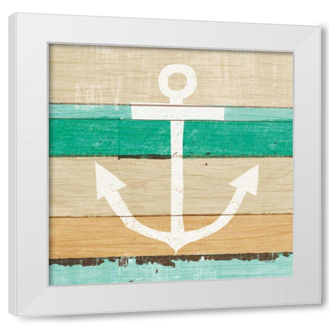 Beachscape III Anchor Green White Modern Wood Framed Art Print by Mullan, Michael