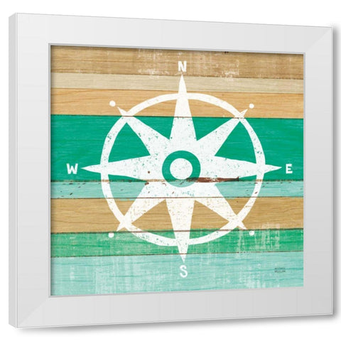 Beachscape IV Compass Green White Modern Wood Framed Art Print by Mullan, Michael