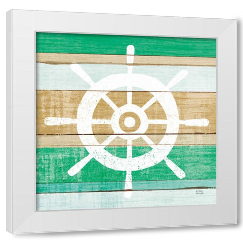 Beachscape VI Helm Green White Modern Wood Framed Art Print by Mullan, Michael