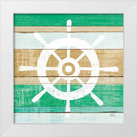 Beachscape VI Helm Green White Modern Wood Framed Art Print by Mullan, Michael