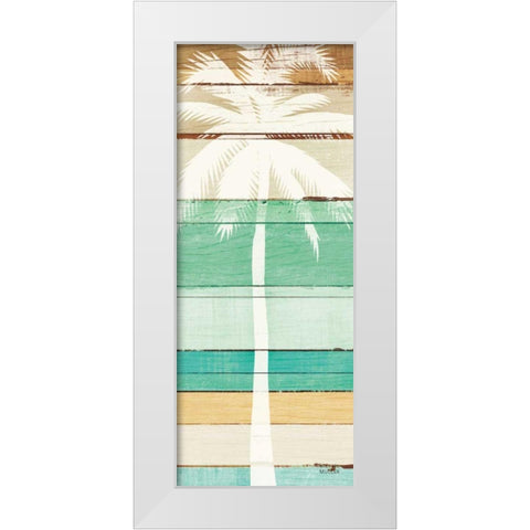 Beachscape Palms V Green White Modern Wood Framed Art Print by Mullan, Michael