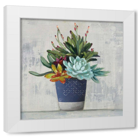 Succulent Still Life I Navy White Modern Wood Framed Art Print by Purinton, Julia