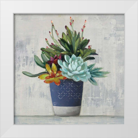 Succulent Still Life I Navy White Modern Wood Framed Art Print by Purinton, Julia