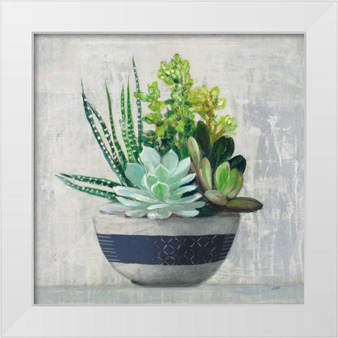 Succulent Still Life II Navy White Modern Wood Framed Art Print by Purinton, Julia
