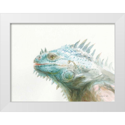 Tropical Iguana White Modern Wood Framed Art Print by Nai, Danhui