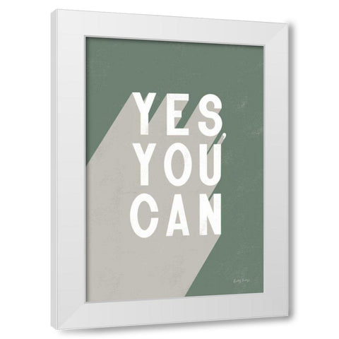 Yes You Can Sage White Modern Wood Framed Art Print by Thorns, Becky