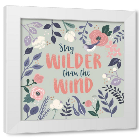 Wildflower Daydreams I Bird White Modern Wood Framed Art Print by Marshall, Laura