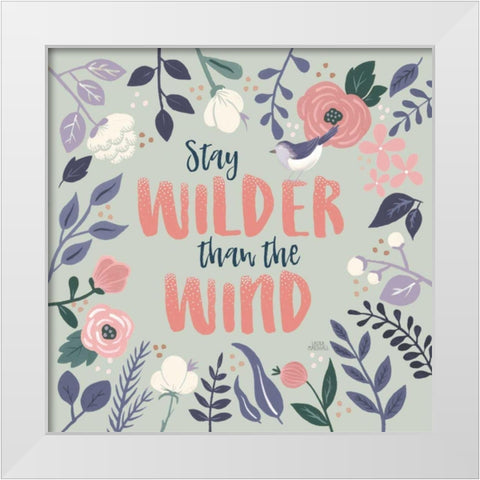 Wildflower Daydreams I Bird White Modern Wood Framed Art Print by Marshall, Laura