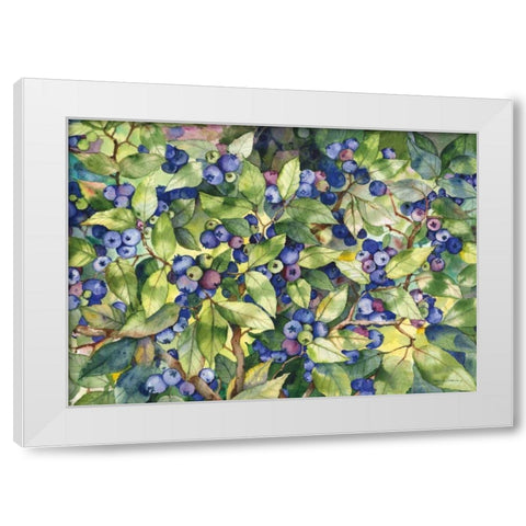 Blueberries White Modern Wood Framed Art Print by McKenna, Kathleen Parr