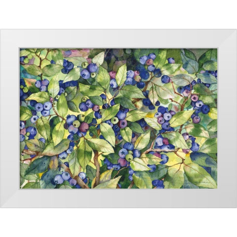 Blueberries White Modern Wood Framed Art Print by McKenna, Kathleen Parr