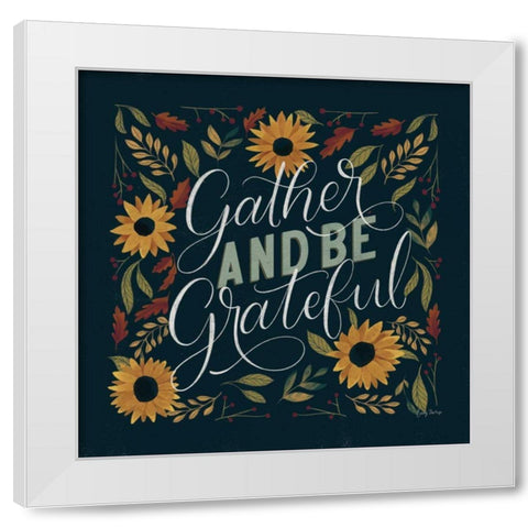 Autumn Sayings I Sunflowers White Modern Wood Framed Art Print by Thorns, Becky