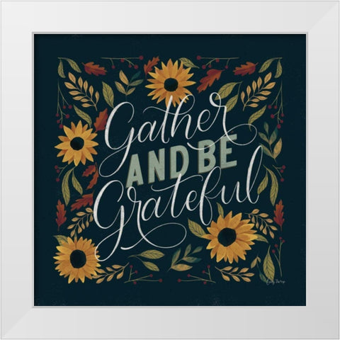 Autumn Sayings I Sunflowers White Modern Wood Framed Art Print by Thorns, Becky